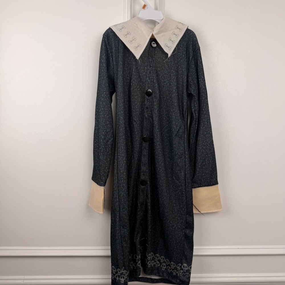 The Addams Family Wednesday Addams Costume Dress Kids Medium Grey Skull Bone